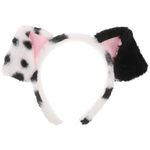 VILLCASE Dalmatiner Haarreif mit realistischen Hundeohren weicher Plüsch Stirnband Kopfschmuck für Damen Cosplay & Motto-Party leicht & hautfreundlich