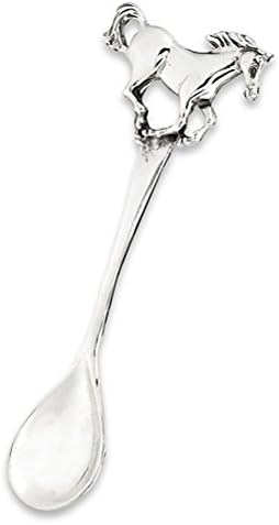Cuchara de sal de plata esterlina con caballo corriendo inusual, Metal