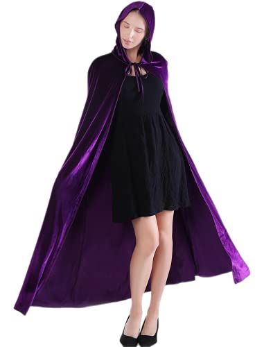 Antjoint Womens Hooded Cloak Velvet Cape Halloween Costumes Masquerade Party Role Cosplay (Dark Purple)
