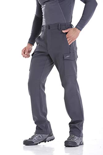 TRAILSIDE SUPPLY CO. Men's Fleece Lined Insulated Pants Softshell Pants,Water and Wind-Resistant Dark Grey Size 4X-Large