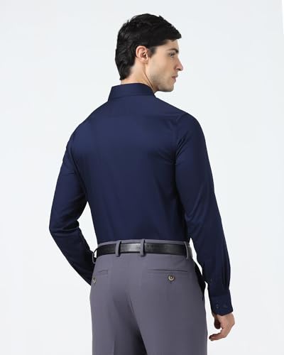 Image of Blackberrys Men's Cotton Solid Slim-Fit Formal Shirts