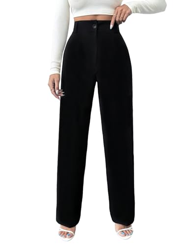 Image of Toochki Trousers for Woman Pants Women's Formal Office Korean | Black Track Pant | Straight | Cotton Spandex Stretchable Trouser | High-Waisted Bottom Wear