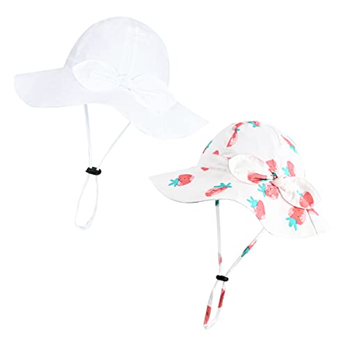 Image of Baby Girl Sun Hat with UPF 50+ Outdoor Adjustable Beach Hat with Wide Brim Bucket Hats