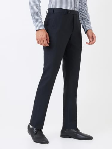 Image of Park Avenue Men Straight Neo Fit Poly Viscose Blend Structure Pattern Flat Front Formal Trouser