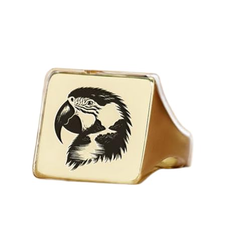Bague perroquet carrée en argent plaqué or, le bijou cadeau idéal au style vintage