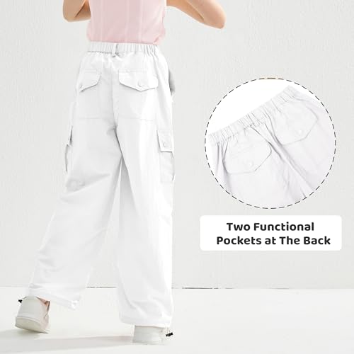 Image of Rolanko Parachute Pants for Girls Y2K Cargo Trousers with Pockets Harajuku Jogger Pants Kids 4-14 Years