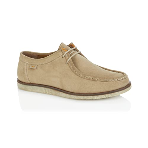 Image of Silver Street London Men's Sydney Suede Leather Lace up Boat Shoe, Sand, 7