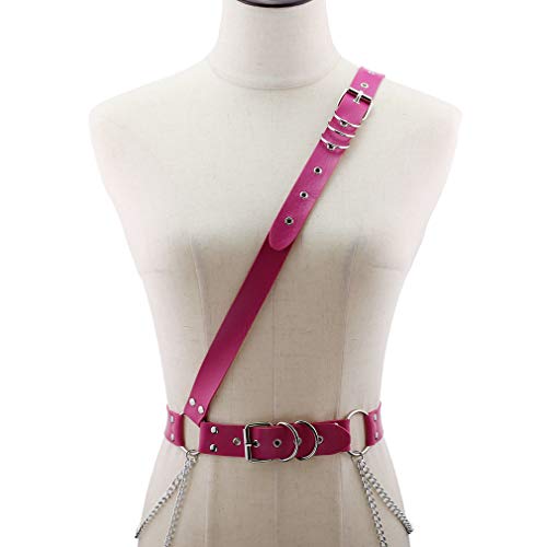 eYLun Women's Waist Belt Punk Rock Leather Body Straps Harness Belt Adjustable Rock Chain Leather Belt
