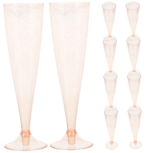 OFFSCH Bulk Flutes 10pcs 4.5oz Plastic Wine Cups Wedding Party Goblets Disposable Plastic Glasses Set for Events