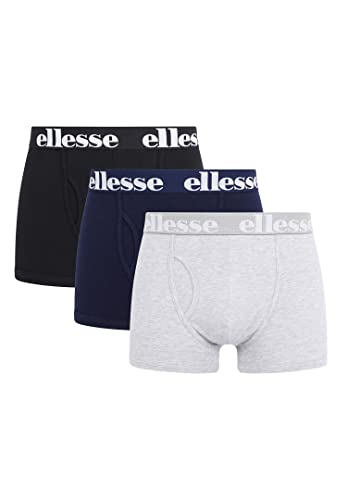 ellesse Hali SHAY0614 3P Men's Boxer Shorts Underwear Colour: Black/Grey/Navy, Clothing Size: M