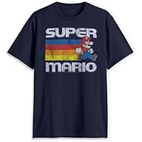 Nintendo Camiseta para Hombre Super Mario Running Retro Stripe,