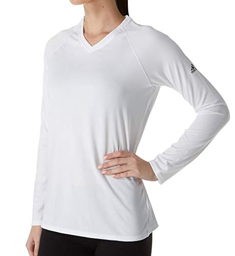 adidas Climalite Long Sleeve V-Neck T-Shirt (3872) M/White