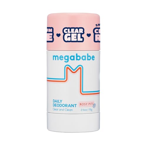 Megababe Daily Deodorant | Aluminum-Free, Clear & Clean | 2.6 oz (2.6 oz (Pack of 1), Rosy Pits)
