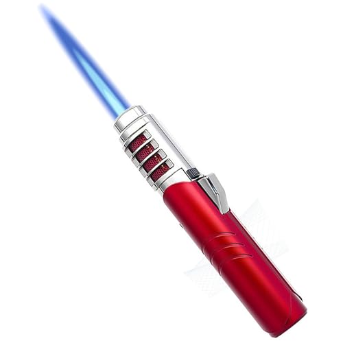 Encendedor de butano metálico, llama ajustable, rojo