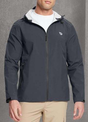 Image of baleaf Men's Rain Jacket Lightweight Packable Waterproof Rain Coat Breathable Windbreaker Hood Hiking Golf Travel Outdoor