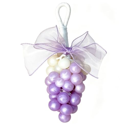 Image of Colorful Grape Soap on Rope Cute Shaped Handwashing Grapes Soap Bar, Novelty Hanging Fruit Soap for Bathroom Decor,Fun Gift Handmade Soap