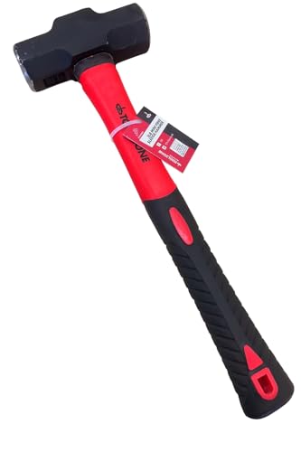 2LB Mini Sledge Hammer, Red and Black Fiberglass Handle, 30cm Length, Heat Treated Head with Precision Ground Finish, Multi-Purpose Workshop Tool