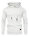 COOFANDY Men's Knit Hoodie Pullover Hipster Pleated Long Sleeve Textured Drawstring Hooded Sweatshirt with Kanga Pocket, White, X-Large
