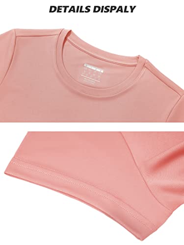 Tacvasen Women Crew Neck Tshirts Sun Protection Shirt Hiking Tops Running Shirt Yoga Short Sleeve Tee, Grey Pink, L #TOP6