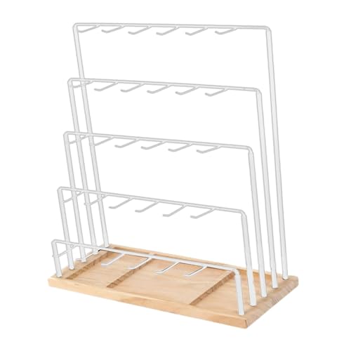 Perfk ジュエリーハンガーラック イヤリングディスプレイスタンドホルダー 卓上吊り下げオーガナイザー キーホルダー用フック付き 写真撮影カウンタートップ, 白