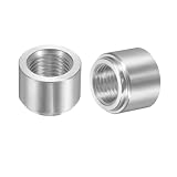 sourcing map 2 x NPT-Schweißarmaturen, 0,95 cm Innengewinde, 2,4 cm Außendurchmesser. x 1,7 cm Länge, Aluminium, NPT-Innengewinde, abgestufter Stopfen-Montagebeschlag, silberfarben