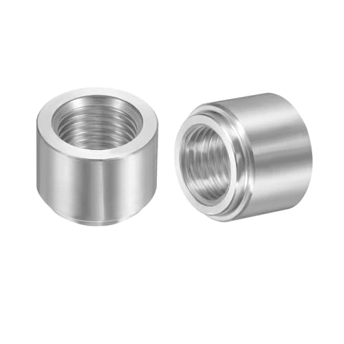 QUARKZMAN 2 Pezzi Female 3/8 NPT Raccordi Saldabili, 24.5 mm Diametro Esterno x 16.5 mm Lunghezza Alluminio NPT Female Raccordi Saldabili Bung Montaggio A Gradini, Tono Argento