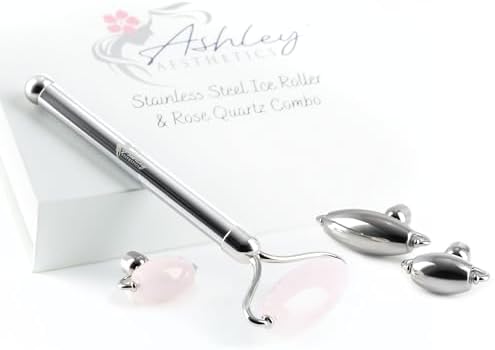 Stainless Steel Ice Roller & Rose Quartz Facial Set | Luxury Skin...