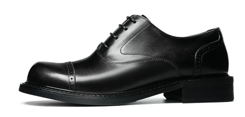 Santimon Men's Cap-Toe Oxfords Formal Dress Shoes -Genuine Leather Brogue Lace-Up Derby for Business,Wedding, Church & Prom with Cushioned Insole, Non-Slip Rubber Sole2