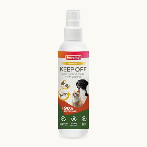 Beaphar Keep Off - Spray Educador Gatos y Perros - Antiarañazos - antimordeduras - Frena los Malos hábitos - Protege sofás y mobiliario - Eficacia Repelente Inmediata - con aceites Esenciales - 200ml