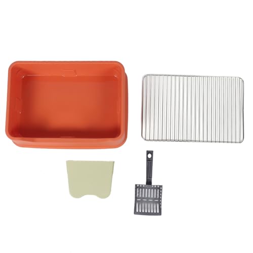Caja de arena para gatos tipo bandeja con rejilla de acero inoxidable miniatura 6