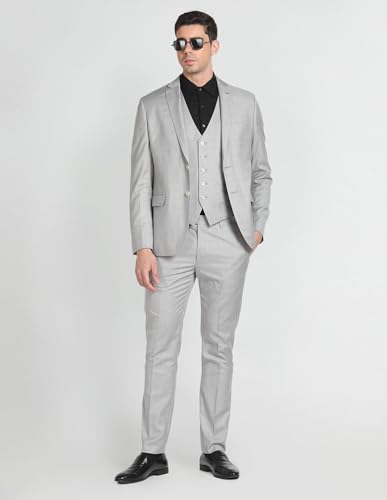 Image of Arrow Tailored Regular Fit Three Piece Suit Light Grey