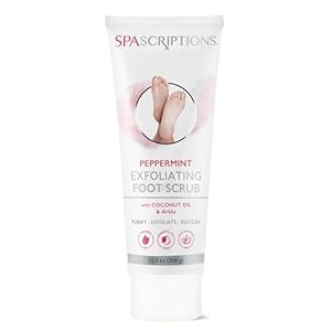 SpaScriptions Peppermint Exfoliating Foot Scrub with Peppermint, Coconut Oil, Alpha Hydroxy Acids (AHAs), Exfoliates, Purify, and Restores (10.5 oz)