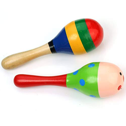 Toyvian 2Pcs Maracas de Madeira Coloridas Mini Maracas Instrumentos Musicais Maracas para Maraca Fes
