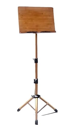 Ghbunuz木製譜面台、折りたたみ式、軽量、コンパクト、高さ70?175 cm、強力な耐荷重、三脚、ポータブル、高さと角度の調整可能、安定性、パフォー (【無地】天然木色70-175 CM(竹製譜面台))