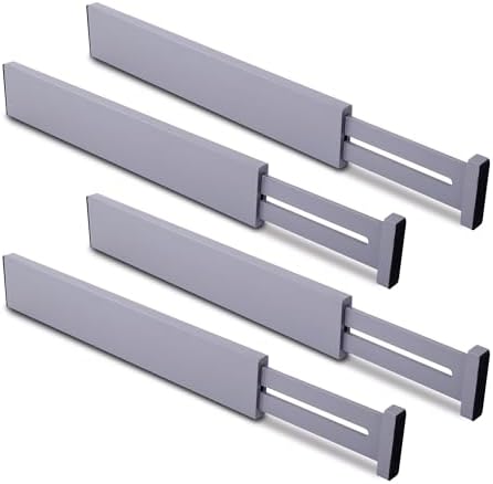 Utoplike Bamboo Drawer Dividers(Fit 45.2-52.3 cm Drawer Inner Size), Kitchen Drawer Organizers 4 pcs Adjustable, Spring Loaded, Works in Dresser, Bathroom, Bedroom, Desk