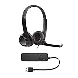 Logitech H390 USB Headset with Noise Cancelling Mic and Knox Gear 4 Port USB Hub Bundle (2 Items)