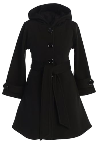 BluNight Collection Girls Dress Coat Long Sleeve Button Pocket Long Winter Coat Outerwear 2-14