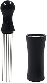 Espresso Coffee Stirrer,WDT Tool 304 Stainless Steel Coffee Distributor Coffee Stirrers,Prevent Channeling Spurting,Professional Coffee Powder Stirring Tool with Holder,Black