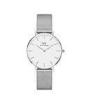 Daniel Wellington Petite Sterling Orologio Donna, 28mm, in Maglia, Argento