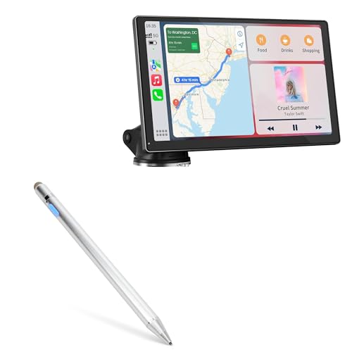 BoxWave Stylus Pen Compatible with Avylet RC07 Wireless Carplay Screen (9 in) - AccuPoint Active Stylus, Electronic Stylus with Ultra Fine Tip - Metallic Silver