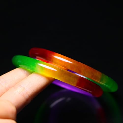 Bracelet jonc en jade pour femme transparent avec motif fleur rigide tendance lot de 2 - 3