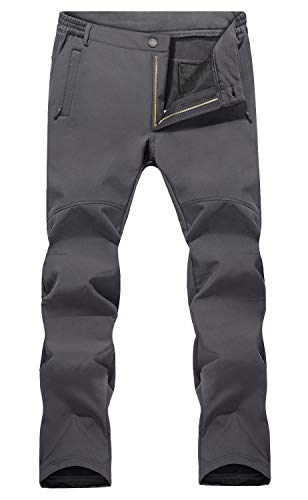 MAGCOMSEN Men Skiing Pants Waterproof Softshell Pants Belted Ski Pants Zip Pockets Snowboarding Pants Men