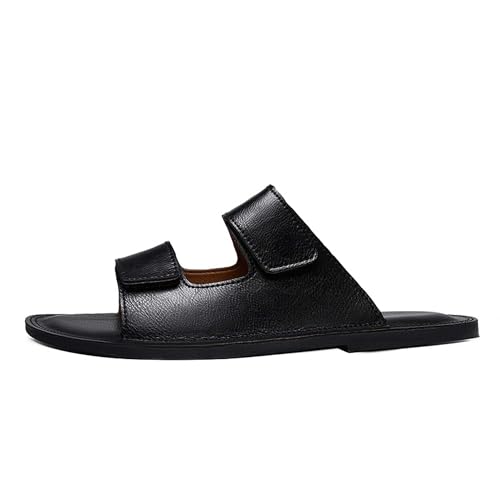 Mens Premium Leather Slides Sandals,Indoor and Outdoor Casual Slides Sandals,Non slip,Wear resistant,Lightweight3