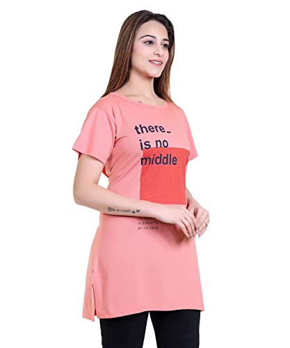Image of New Crush Women Cotton Printed Regular Fit T-Shirts /Top /Long Night Wear T-Shirt for Women's & Girls (Pack of 2)