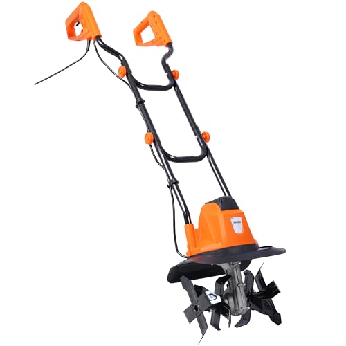 eSkde Electric Tiller Rotavator and Cultivator for Garden - Powerful 1050W Garden Rotovator for Ground Preparation - 32cm Cultivating Width 22cm Depth Garden Tiller Cultivator Rotovator