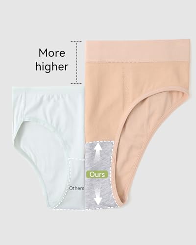 Eiggam High waisted Bikini Underwear for Women Moisture Wicking No Show Cotton Panties Quick Drying Breathable Seamless Ladies Undies Pack(XXL)