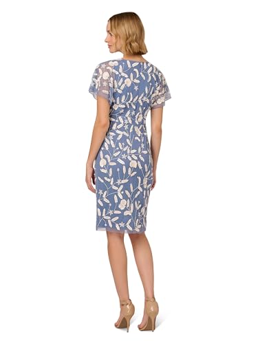 Image of Adrianna Papell Womens Beaded Mesh Dress