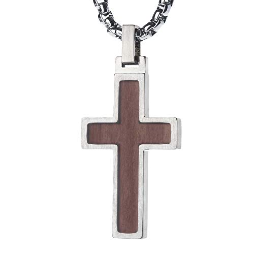 Unique GESTALT Titanium Cross Necklace with KOA Wood Inlay.2