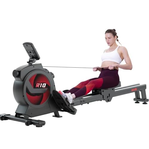 SNODE Rowing Machine for Home Use, Rower with LCD Monitor, Ergonomic Seat, Dual Rail, HIgh Weight Capacity