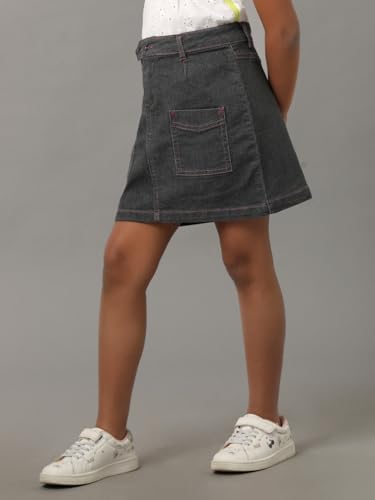 Image of Under Fourteen Girls Denim Hot Skirt | Skirt for Girls | Woven | 6-7 Yrs(Grey)